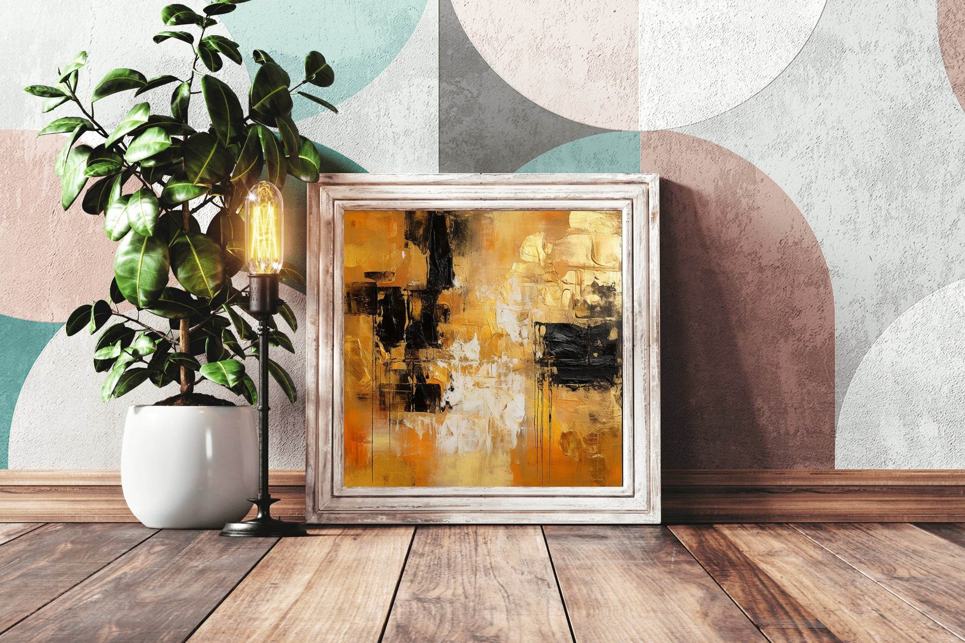 Brown and Orange Paint Brush Strokes Abstract Wall Art - beink online art store