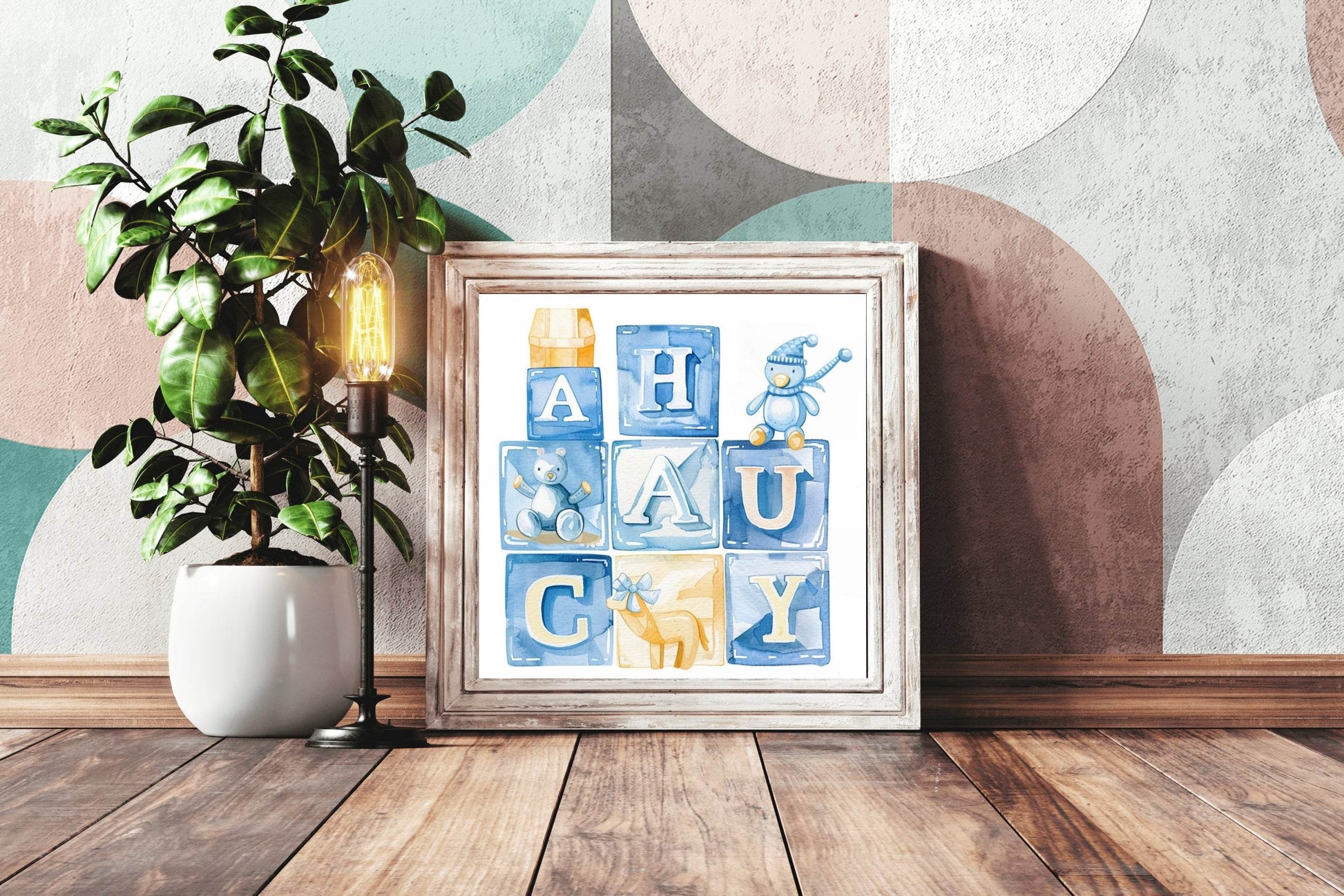 A Drawing of a Set of Watercolor Tiles - beink online art store