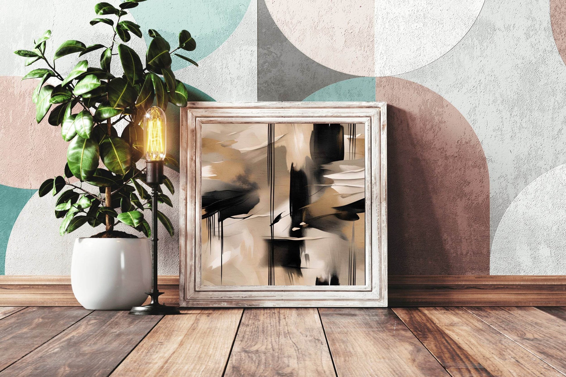 Gold Wave Brush Strokes Abstract Wall Art - beink online art store