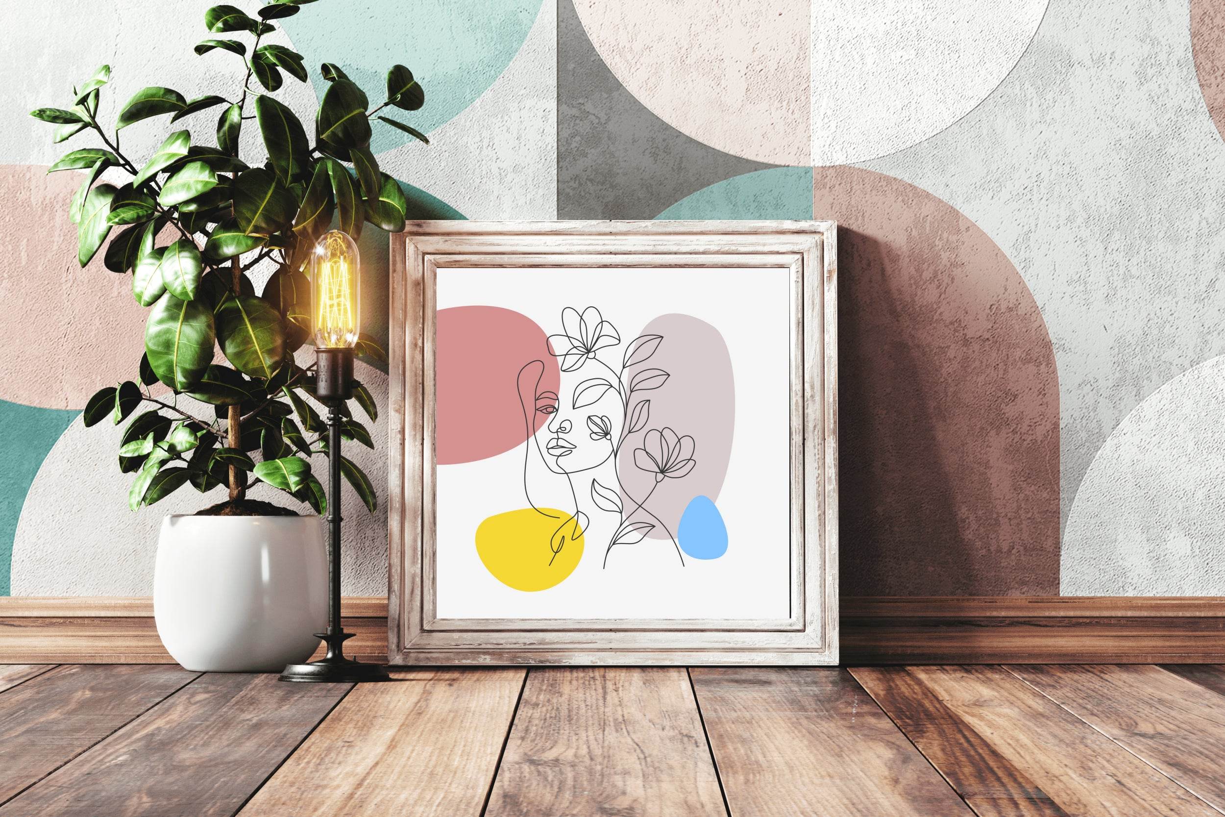 Combination Woman Face With Flower Wall Art - beink online art store