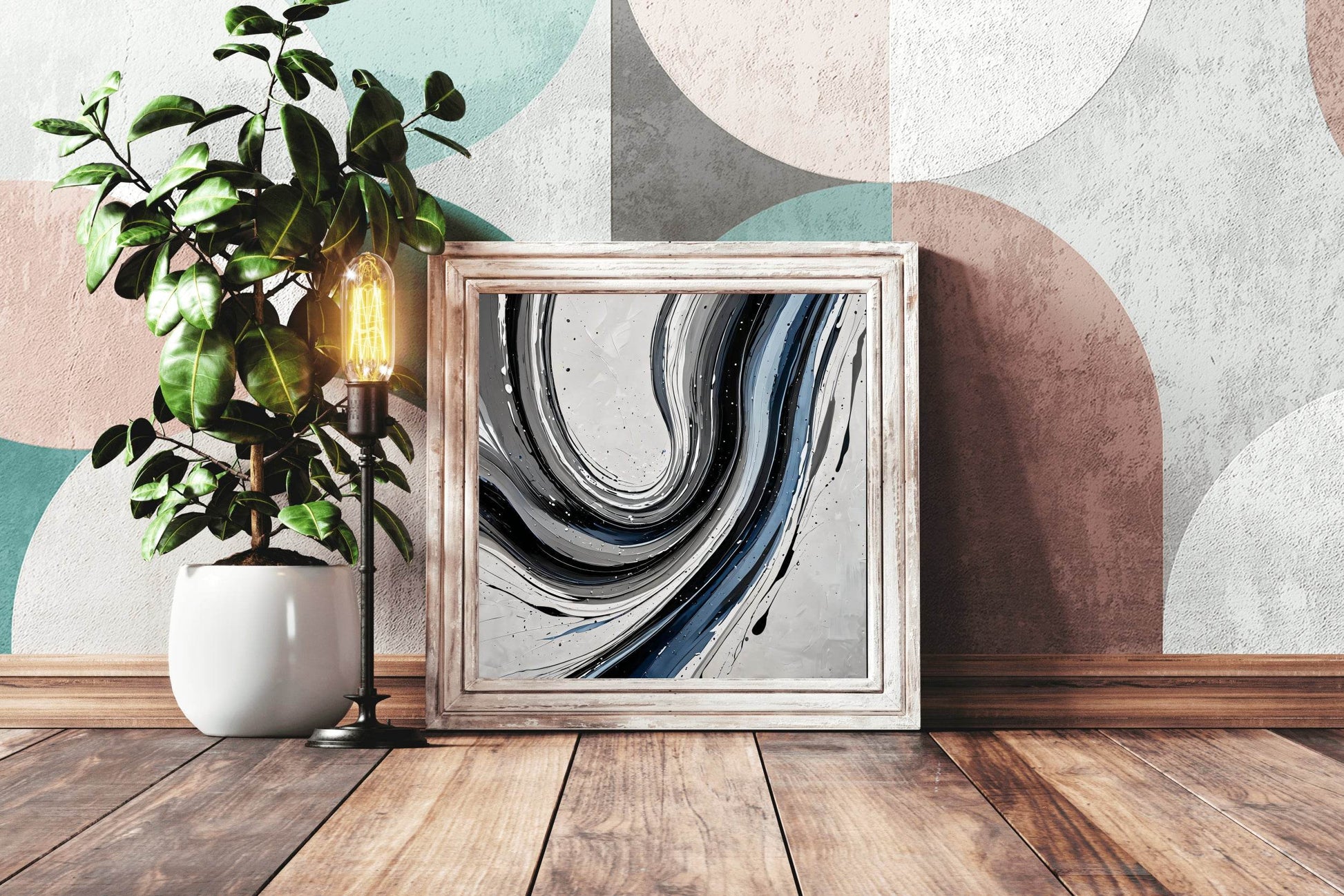 Black and White Swirl Abstract Wall Art - beink online art store