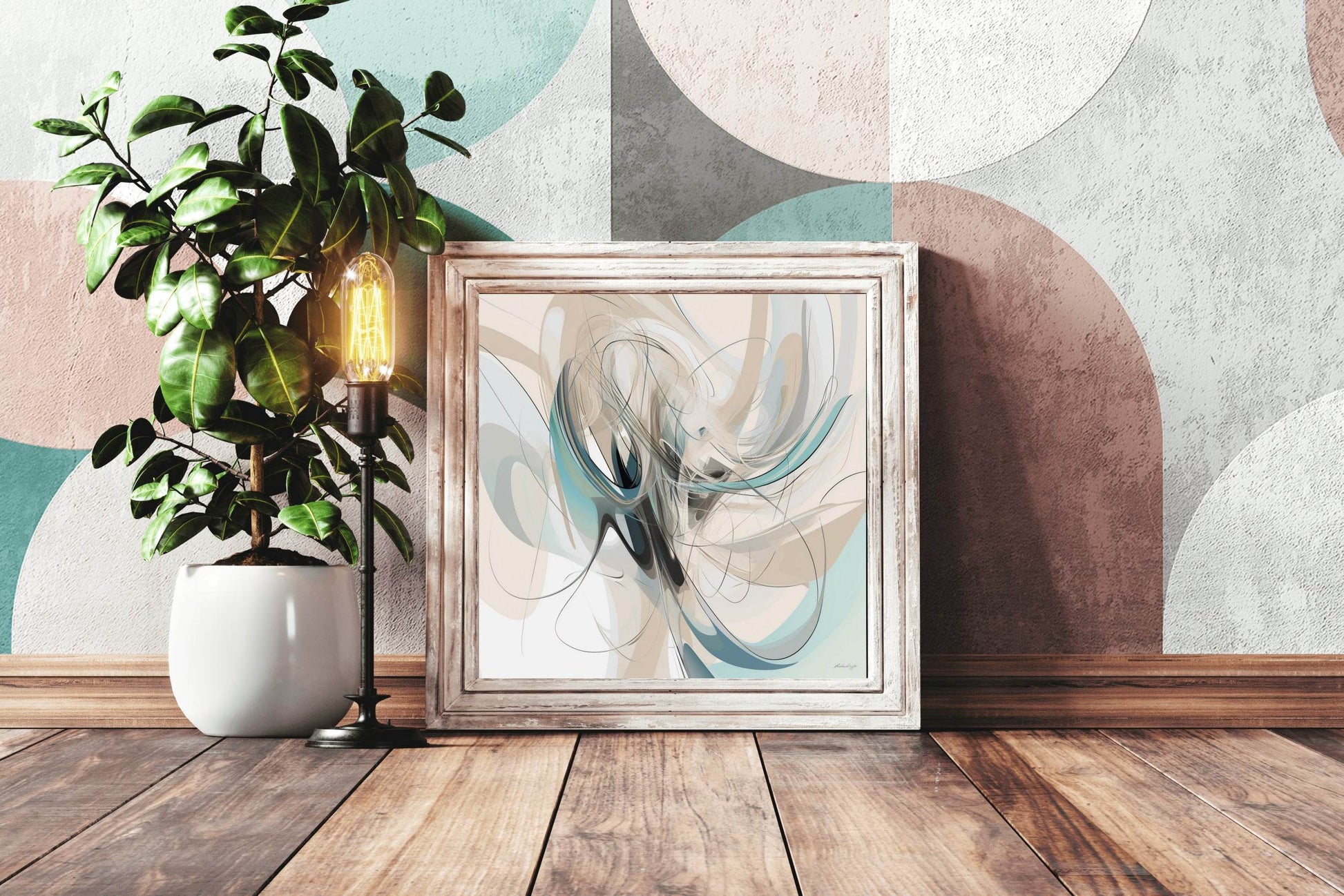 Blue and Brown Swirl Abstract Wall Art - beink online art store