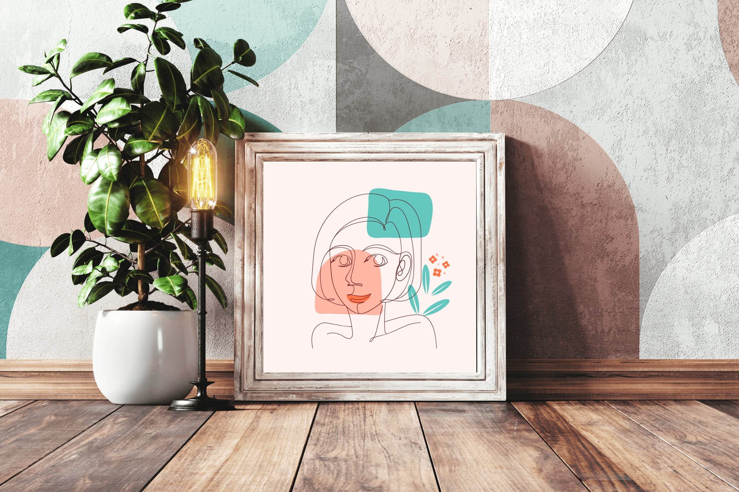 Color Drawing of Woman Face By Hand Wall Art - beink online art store