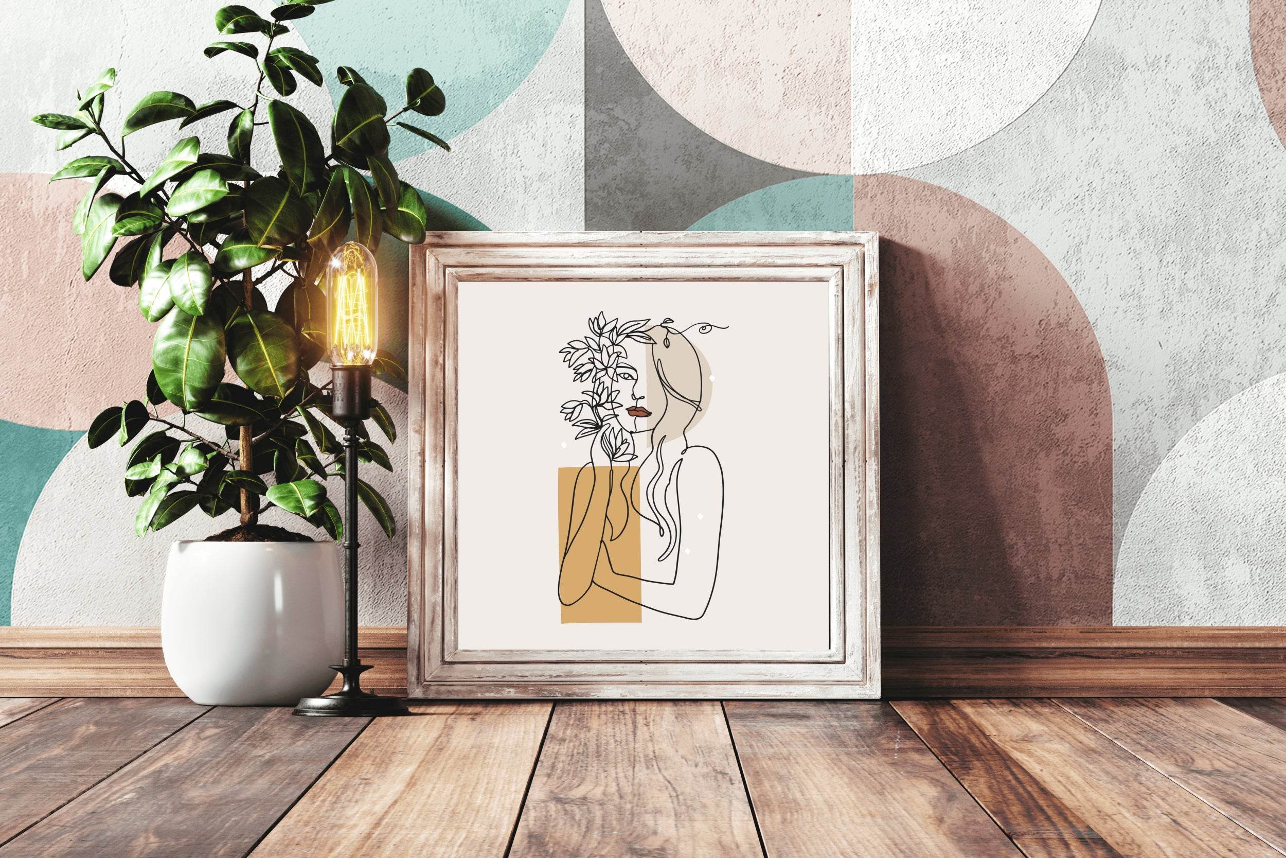 Linear Face Of a Flowery Woman Wall Art - beink online art store