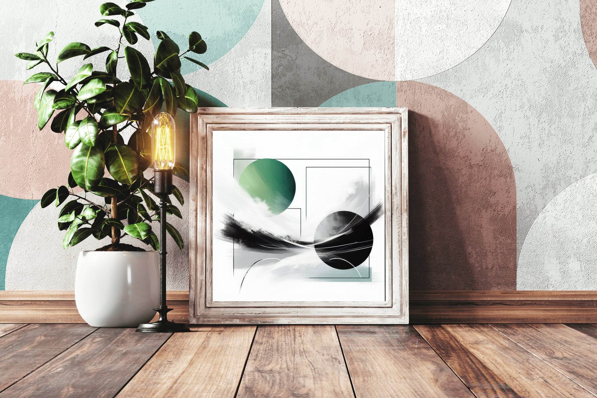Green and Black Symmetry Abstract Wall Art - beink online art store