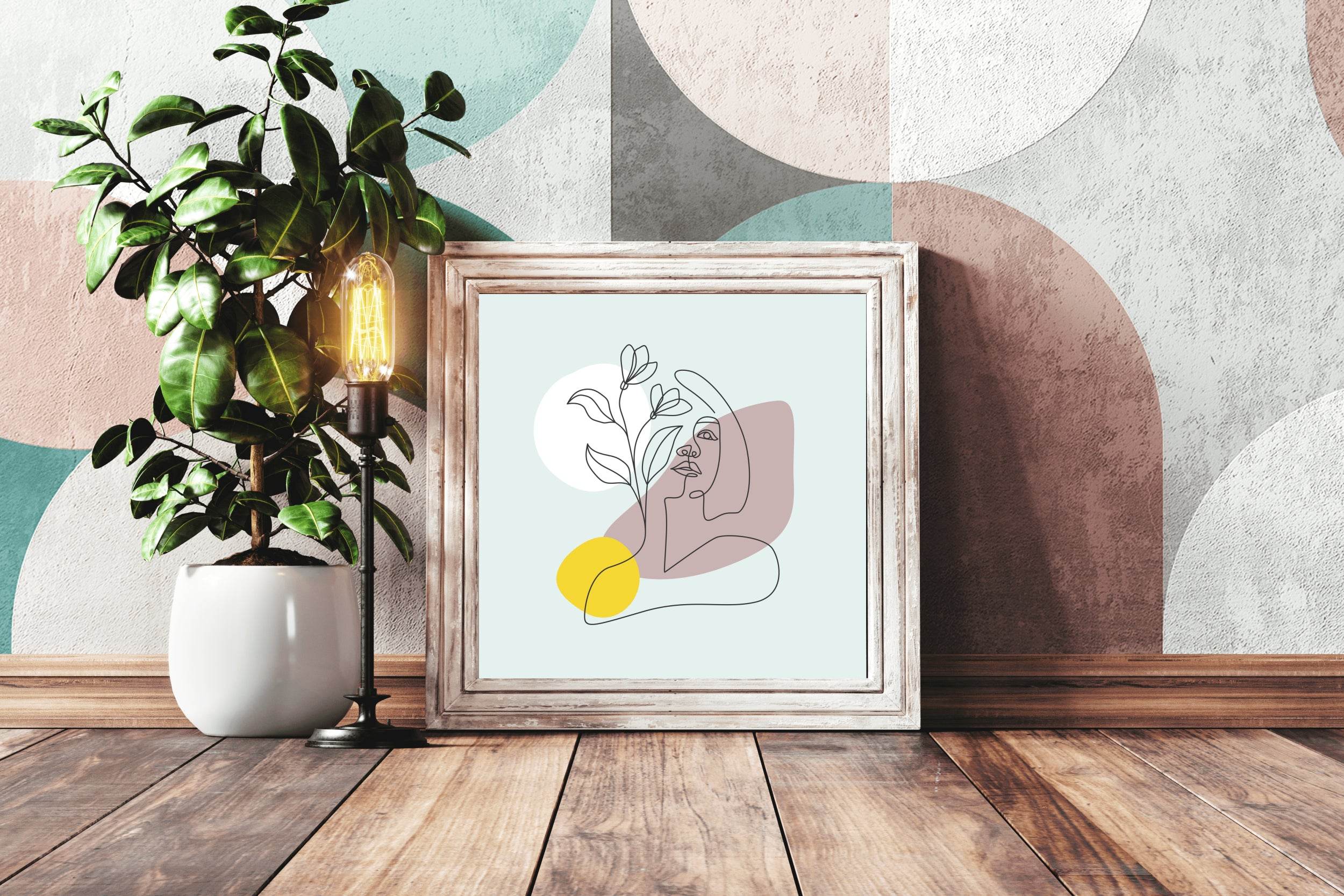 Face And Flower in Style Line Art - beink online art store