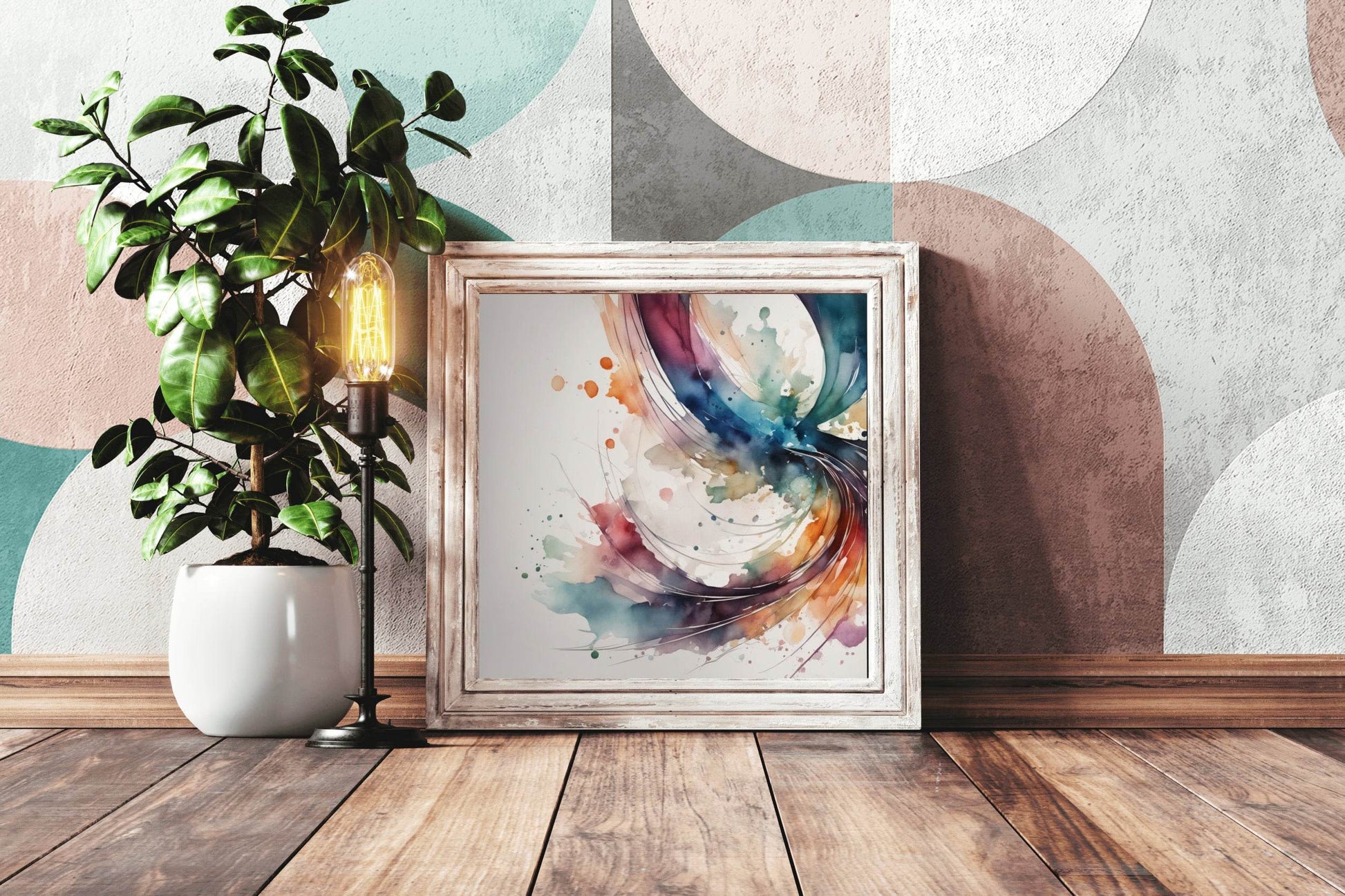 Water Color Circular Strokes Abstract Wall Art - beink online art store