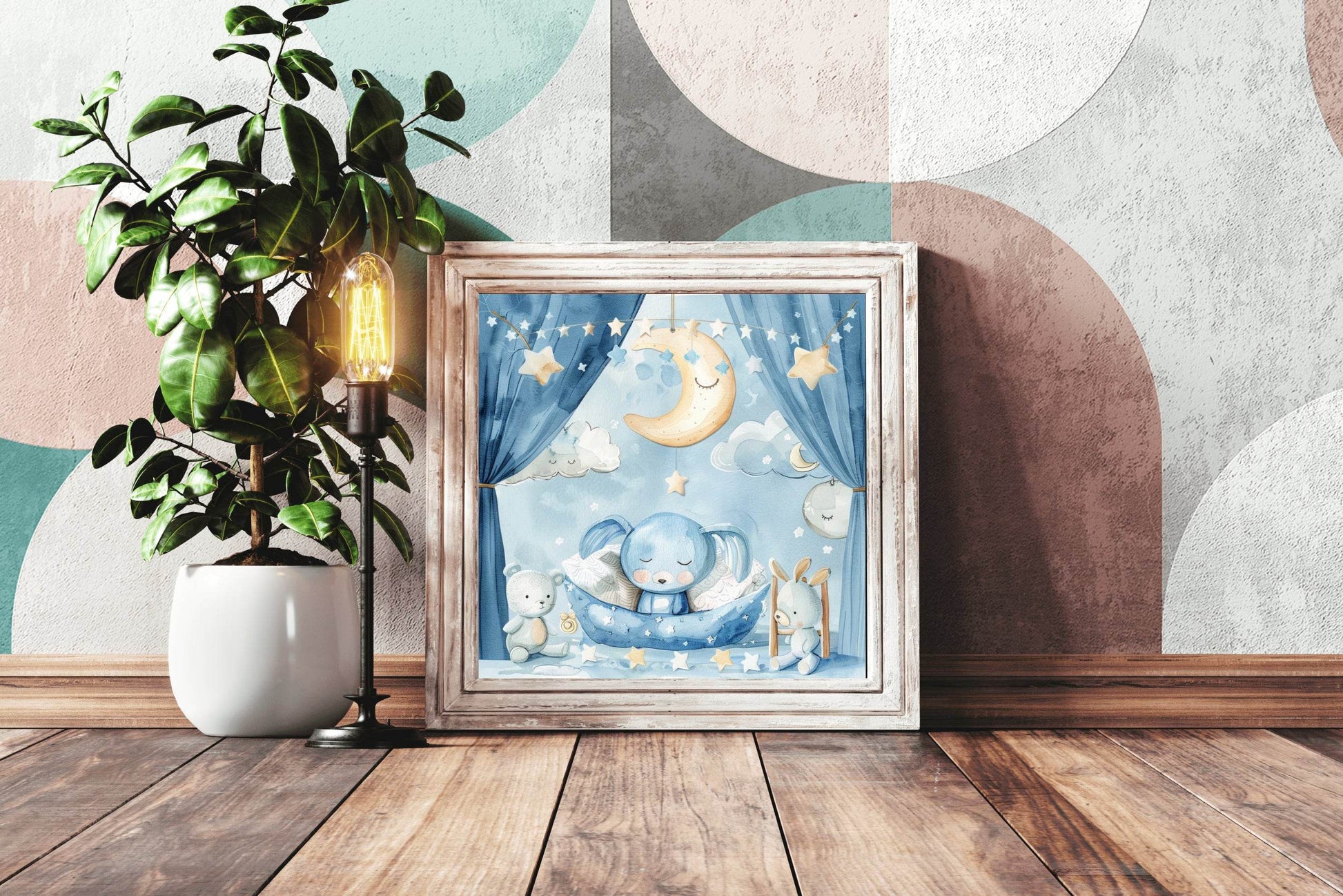 Watercolor Sleeping Bunny Illustration Wall Art - beink online art store